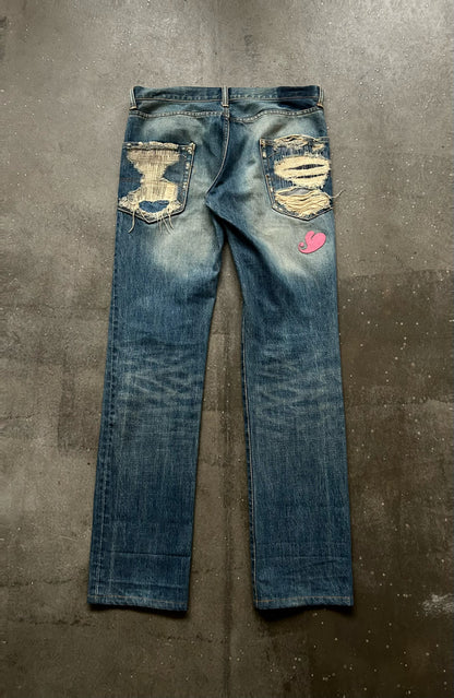 undercover love lightning denim pants