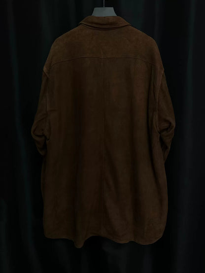 comoli deep brown deer leather shirt