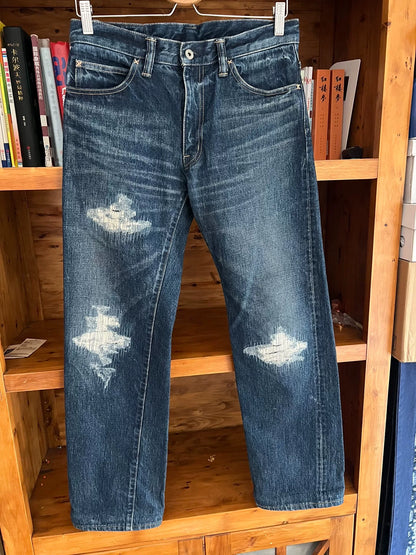 vintage washed distressed denim jeans