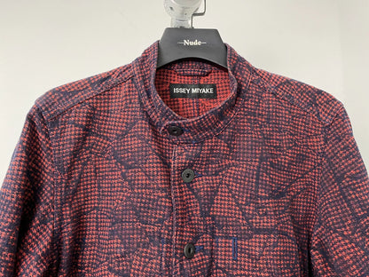 issey miyake men red brown patterned jacket