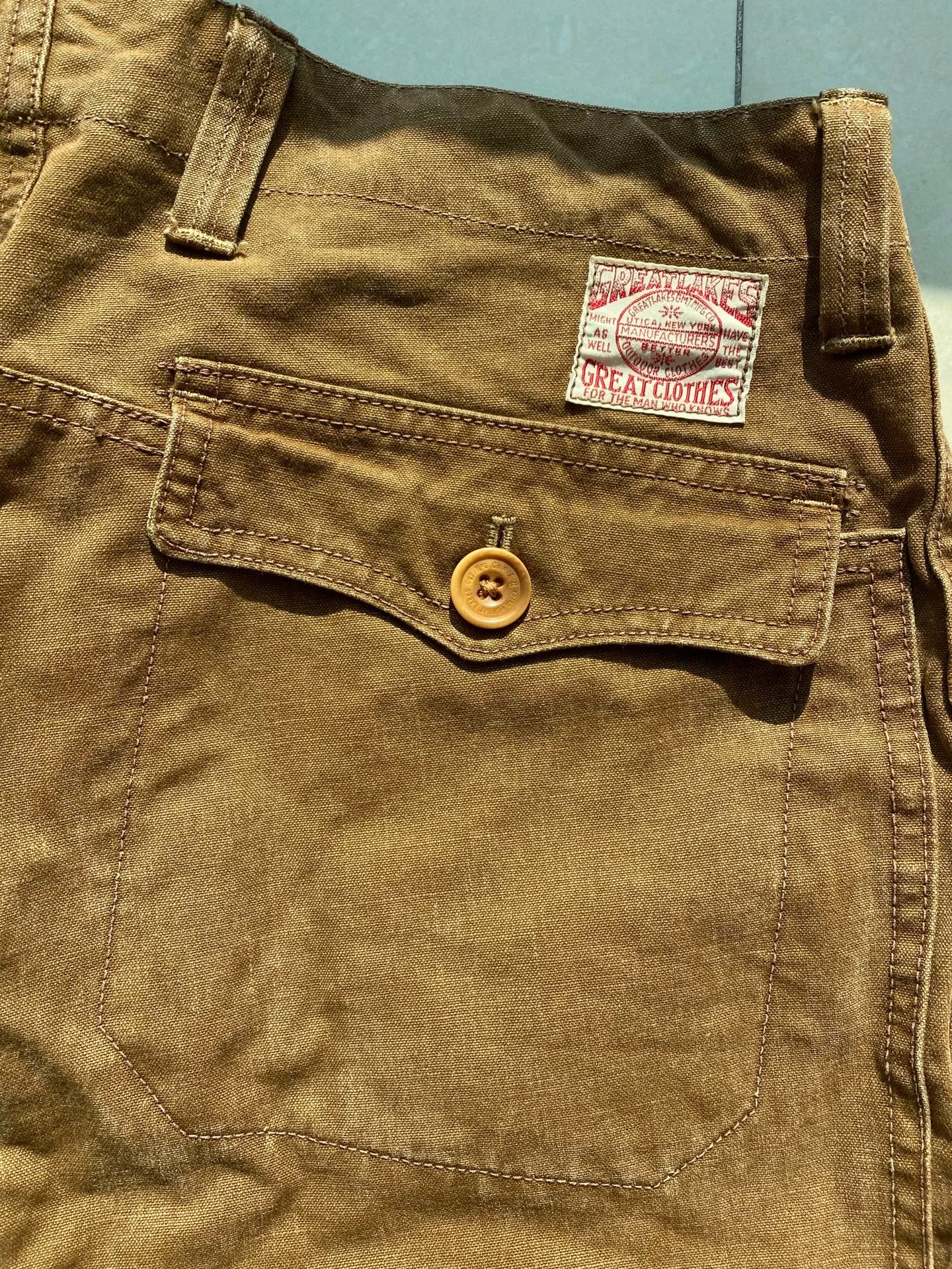 rare freewheelers work pants in caramel color