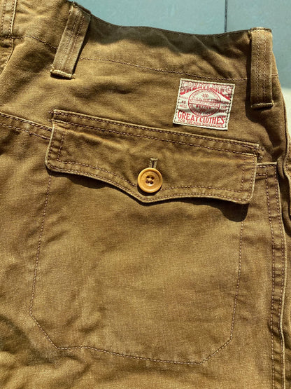 rare freewheelers work pants in caramel color