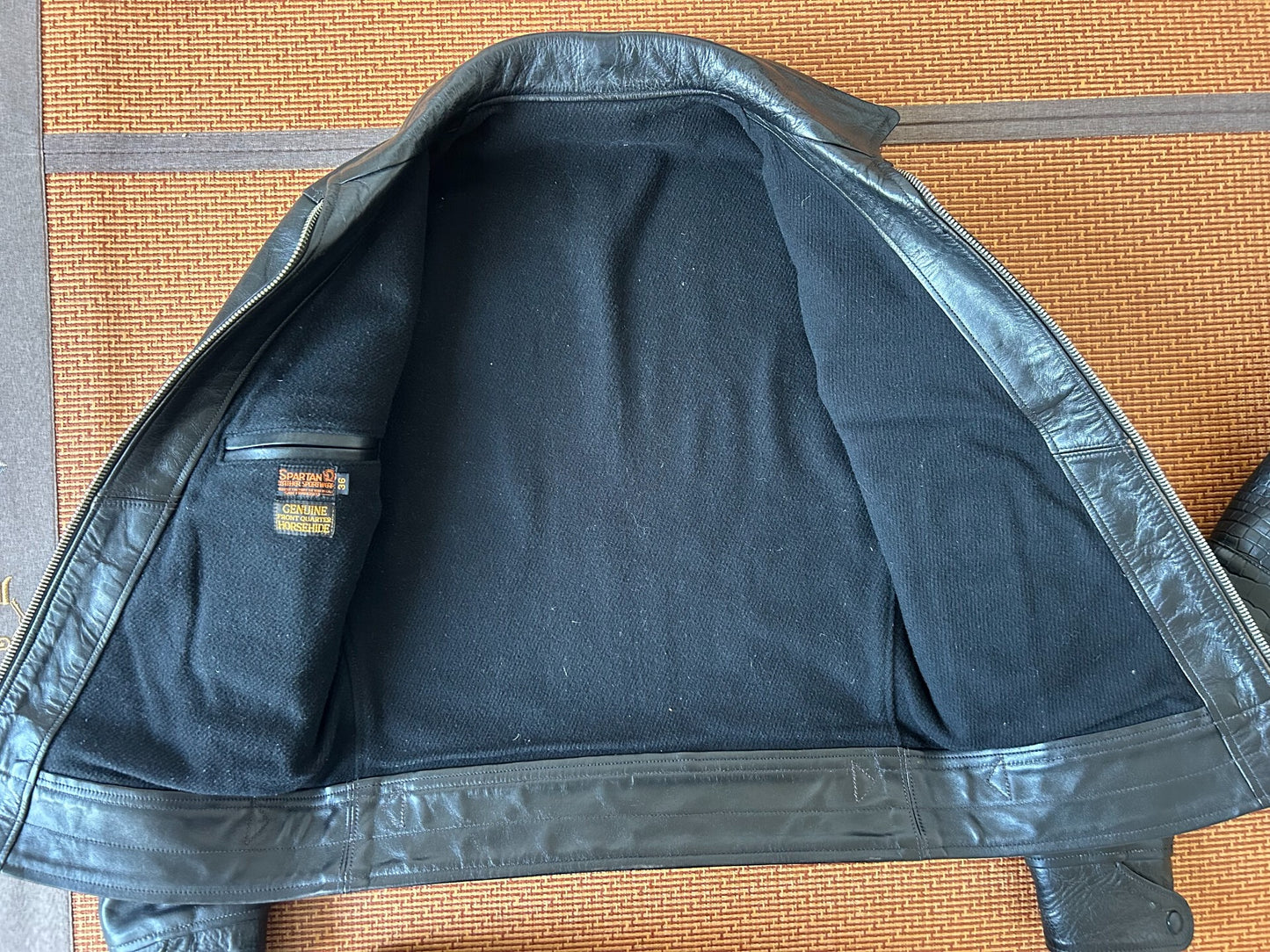 high-quality black leather jacket by freewheelers