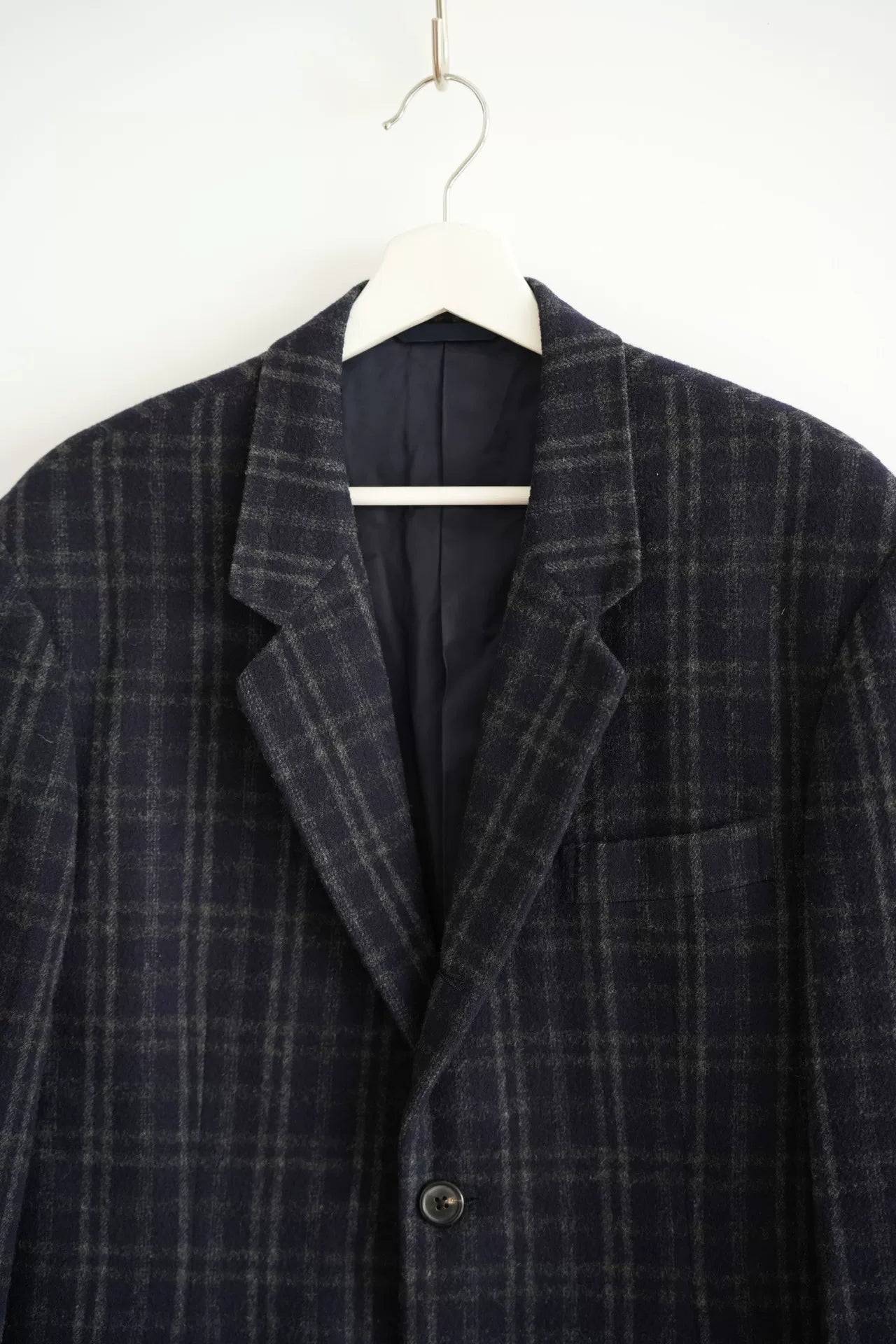vintage yohji yamamoto navy plaid suit jacket