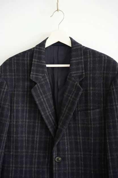 vintage yohji yamamoto navy plaid suit jacket