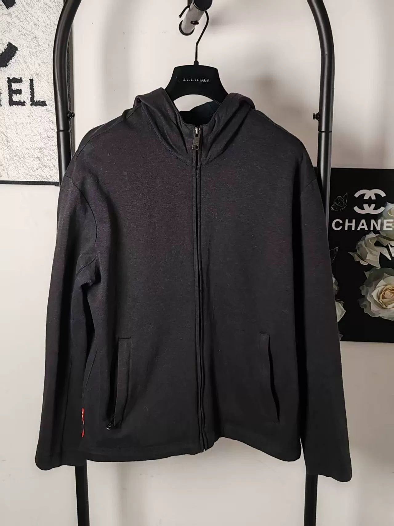 Prada Logo Zipper Jacket in Gray