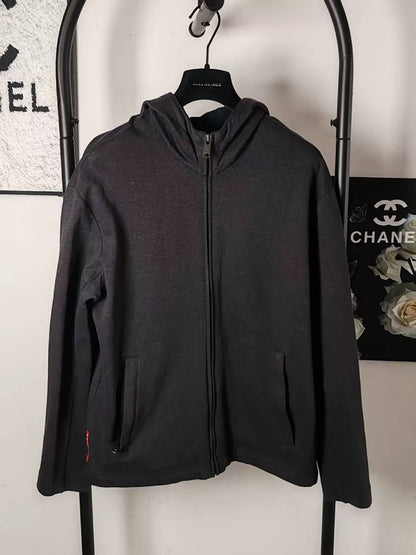 Prada Logo Zipper Jacket in Gray