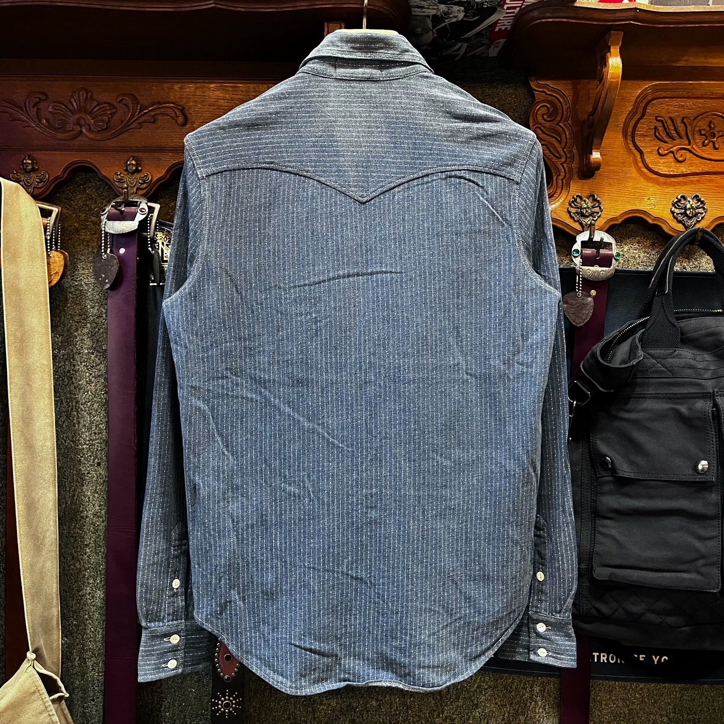 RRL Western Stripe Indigo Dyed Shirt