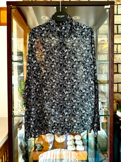 saint laurent black and white paisley shirt