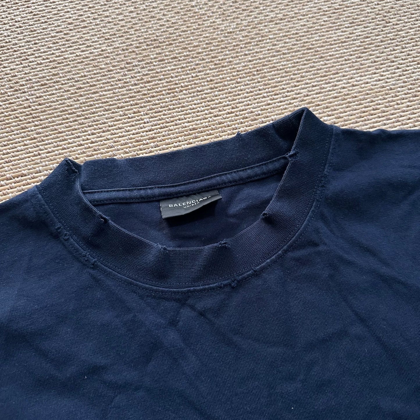 Balenciaga Distressed Blue Short Sleeve Tee