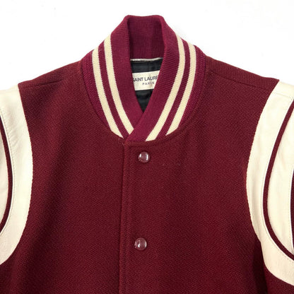 SAINT LAURENT Burgundy Varsity Wool Jacket