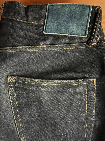 visvim red ear raw denim straight jeans