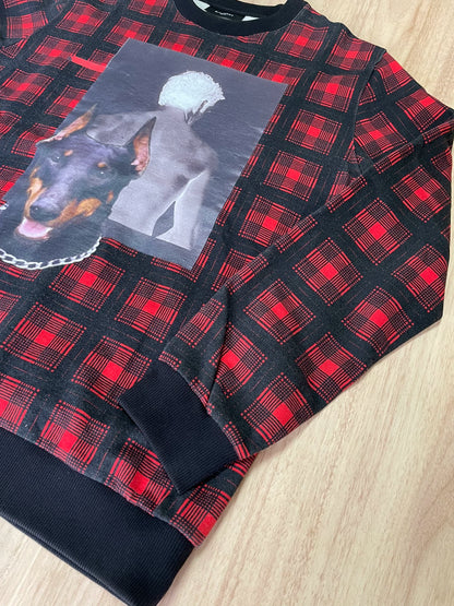 givenchy red plaid dog graphic sweatshirt