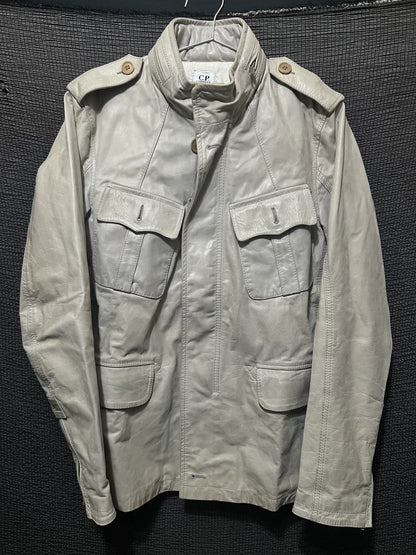 cp company vintage m65 military leather jacket