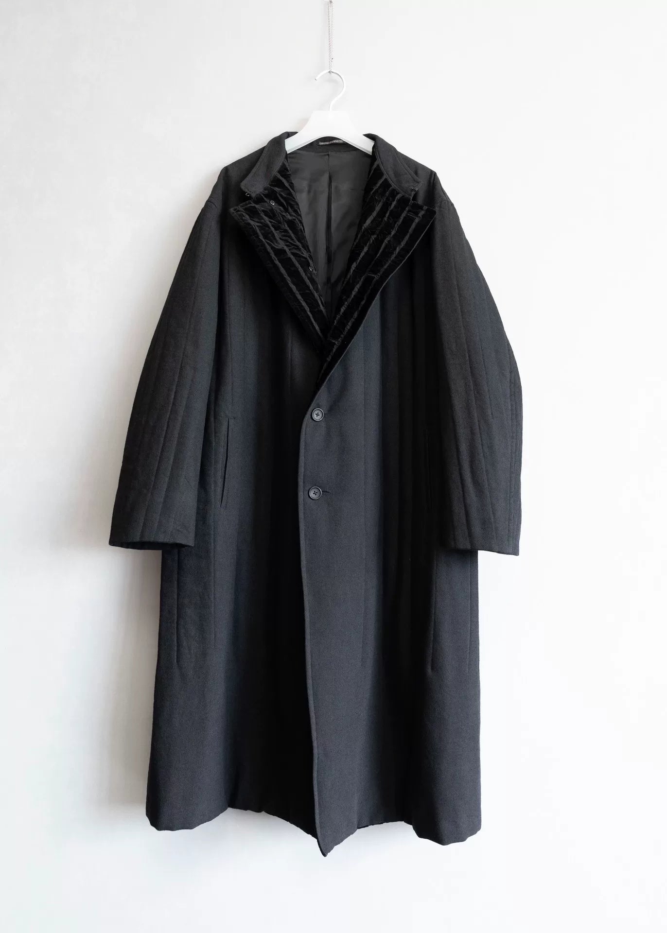 yohji yamamoto velvet striped coat