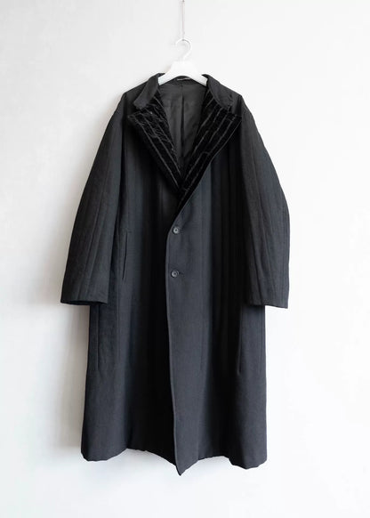 yohji yamamoto velvet striped coat