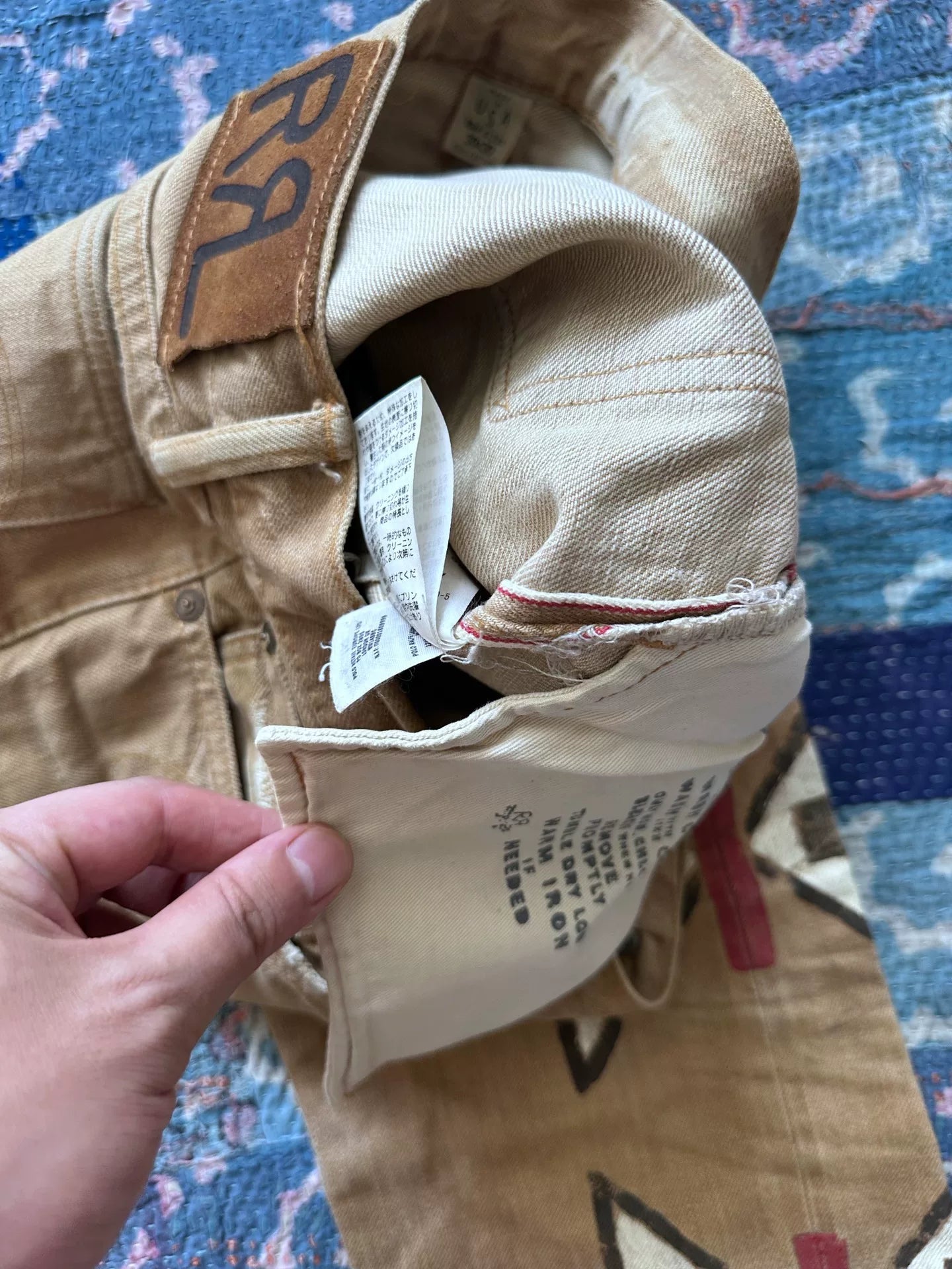 hand-painted limited edition distressed denim pants