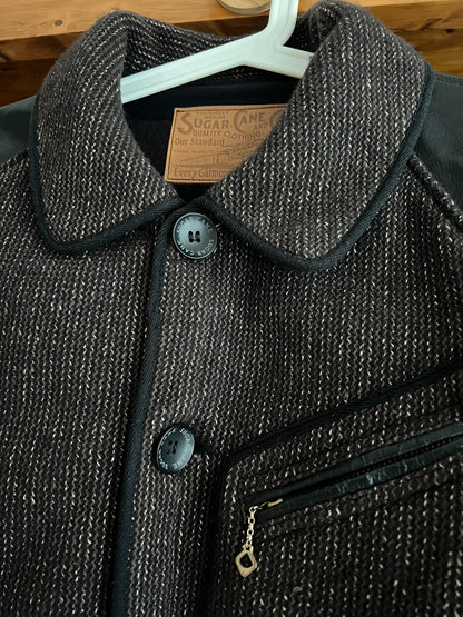 wool leather jacket with vintage details