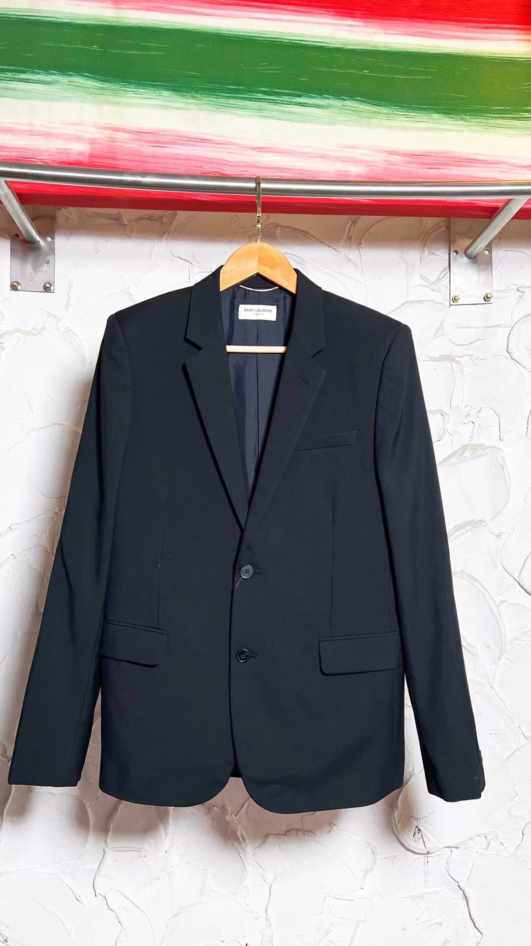 Saint Laurent Men's Leather Elbow Blazer