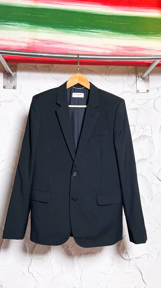 Saint Laurent Men's Leather Elbow Blazer