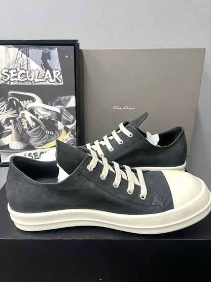 Rick Owens 26SS Washed Leather Low-Top Sneakers