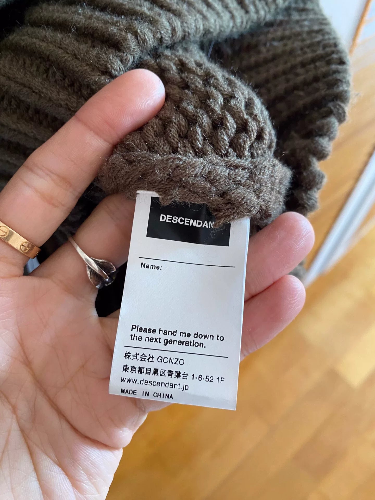 vintage descendent knitted sweater in olive green