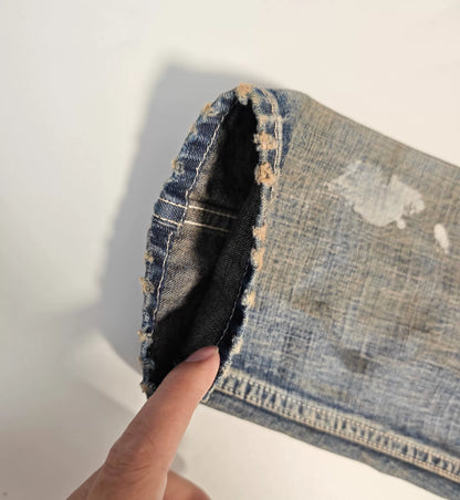 vintage faded ink splatter denim shirt