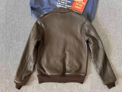 real mccoy a2 brown leather flight jacket