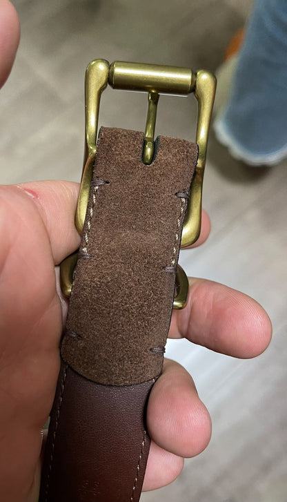Ralph Lauren Suede Leather Brass Buckle Belt