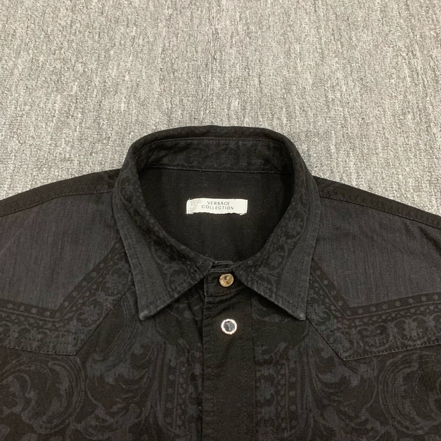 versace black patterned long sleeve shirt