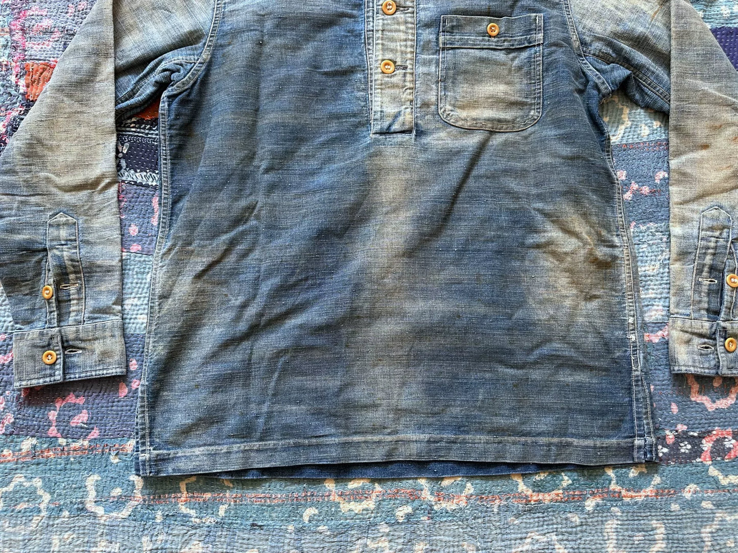 vintage washed denim pullover shirt