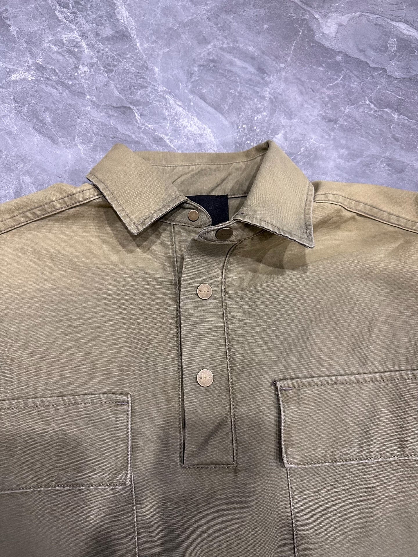 Fear of God Olive Green Henley Shirt