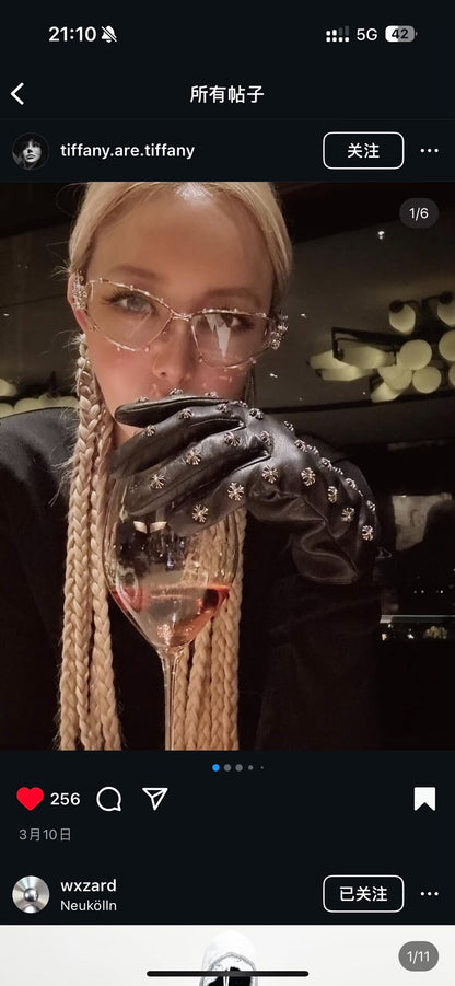 Chrome Hearts Leather Cross Gloves