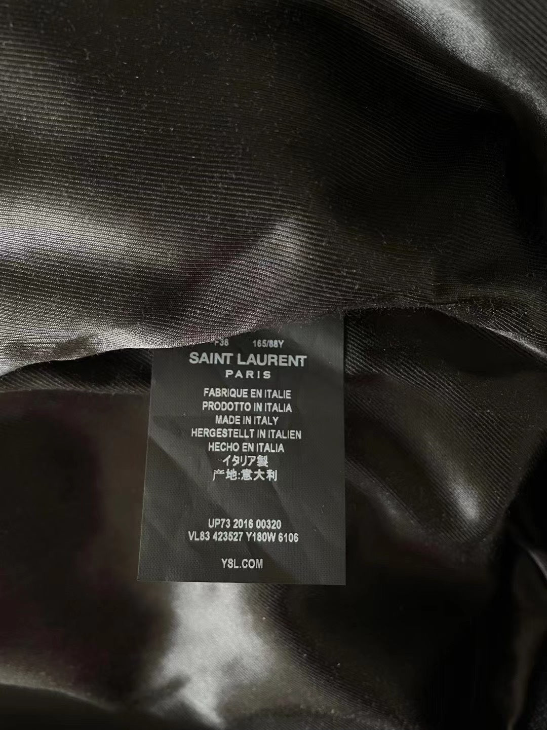 Saint Laurent Maroon Leather Sleeve Varsity Jacket