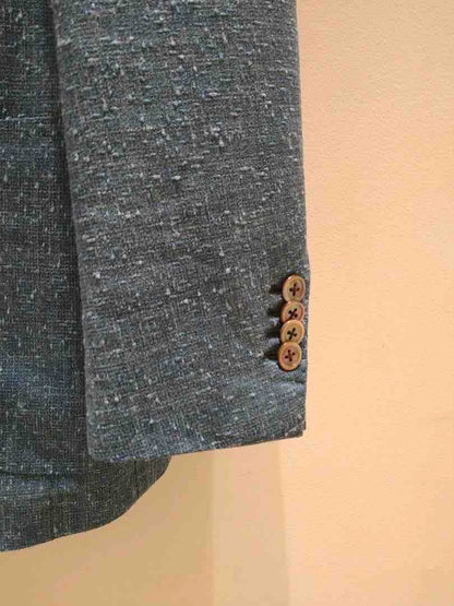 custom hand-tailored jacket in turquoise blue