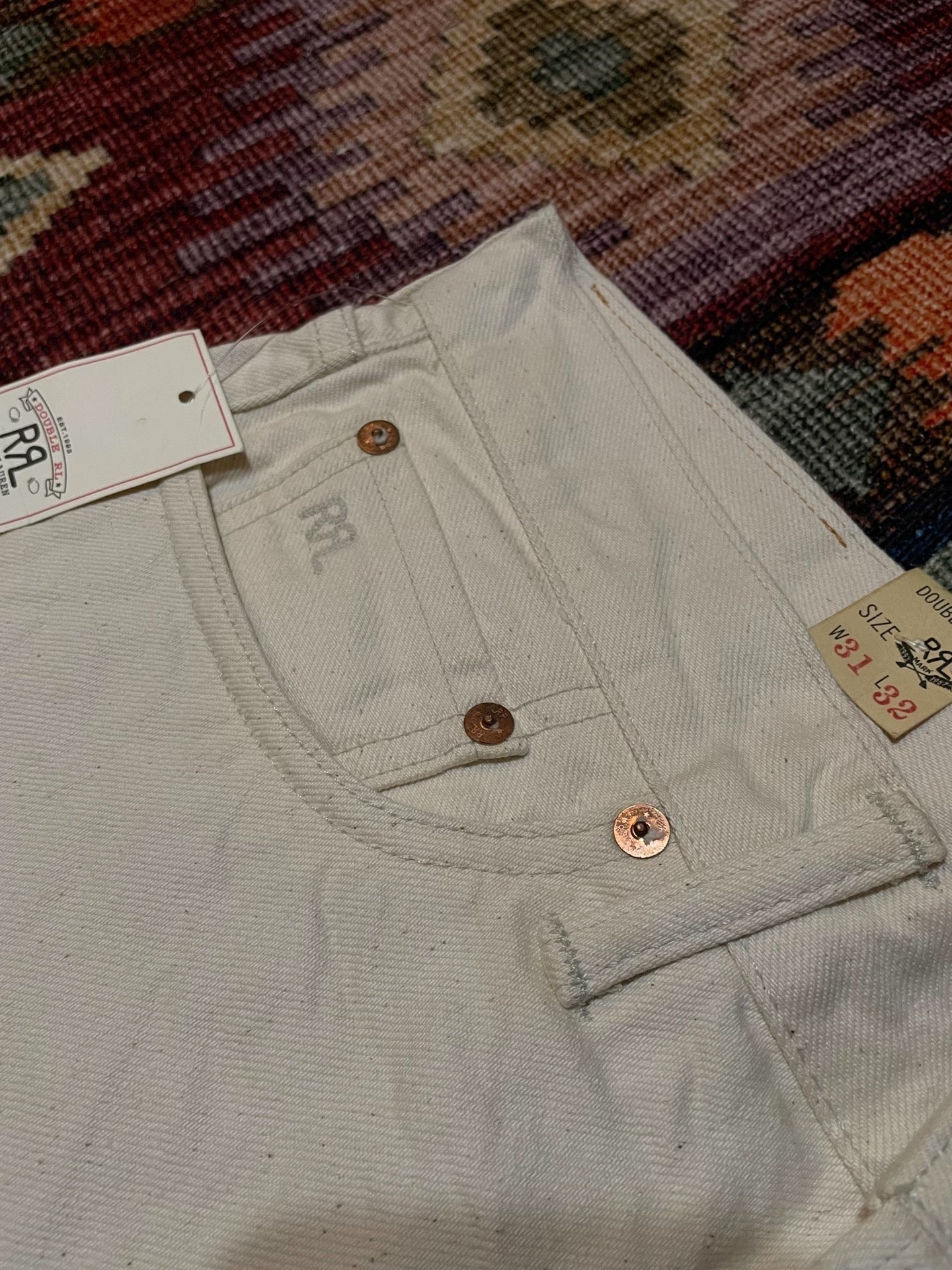RRL Japanese Cotton Straight Leg White Jeans