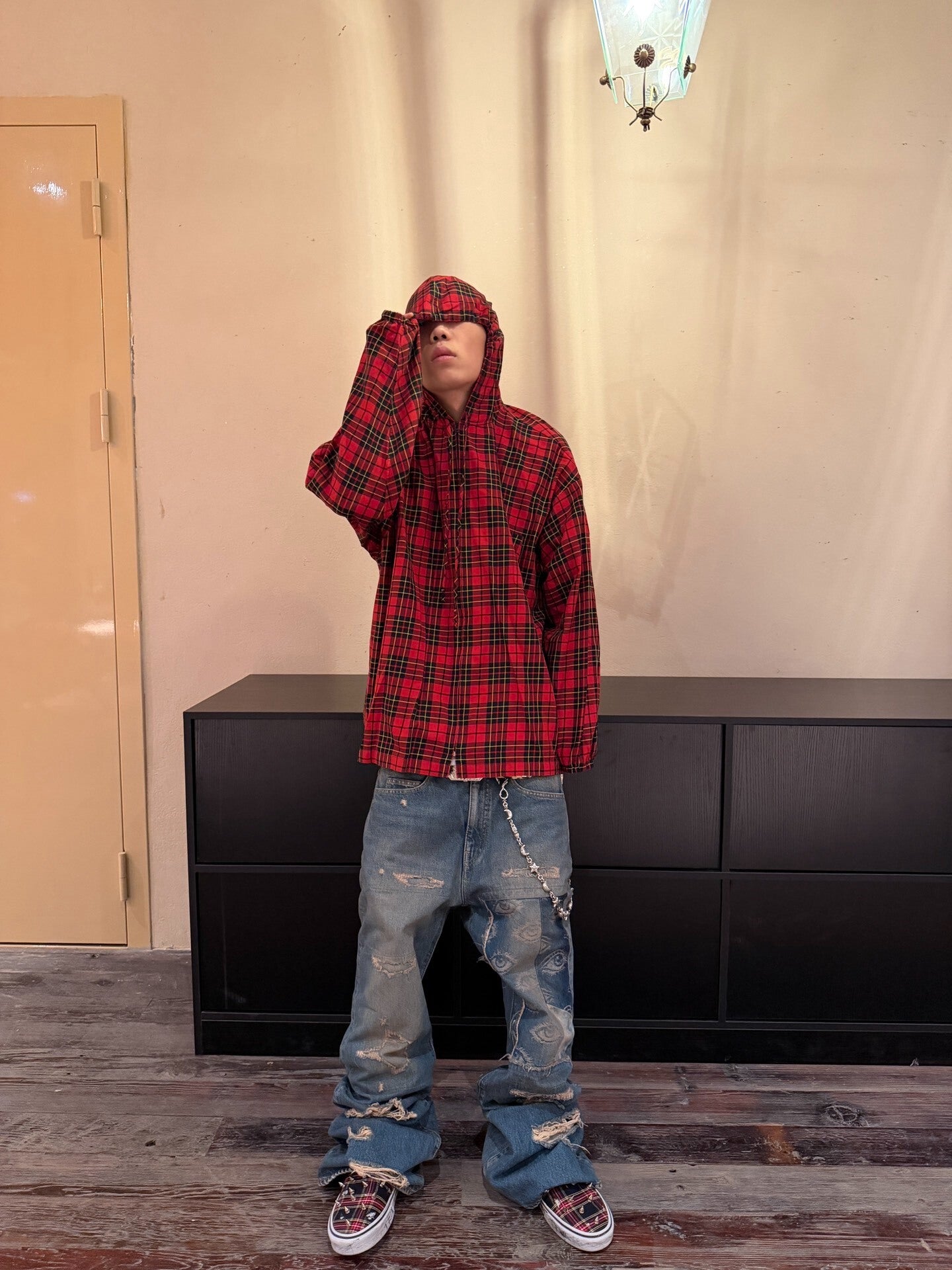 Balenciaga Plaid Hooded Shirt