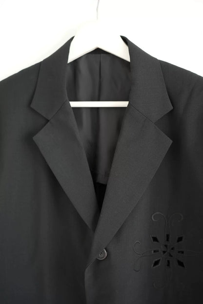 Yohji Yamamoto Black Blazer with Floral Detail