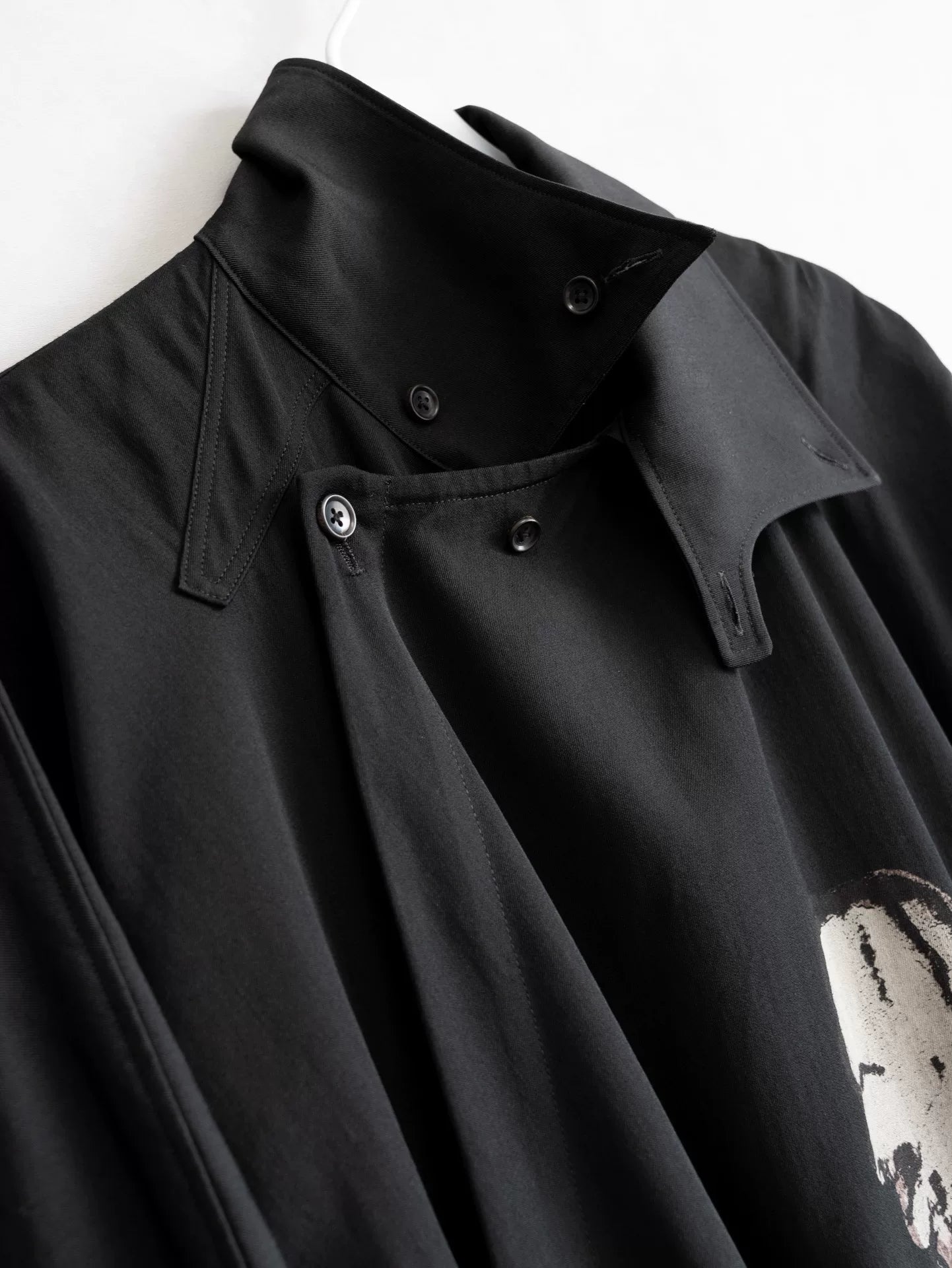 Yohji Yamamoto Black Long Robe With Print
