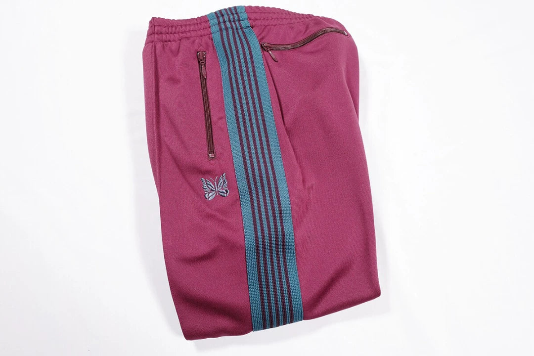 Needles Track Pant in Burgundy with Embroidery