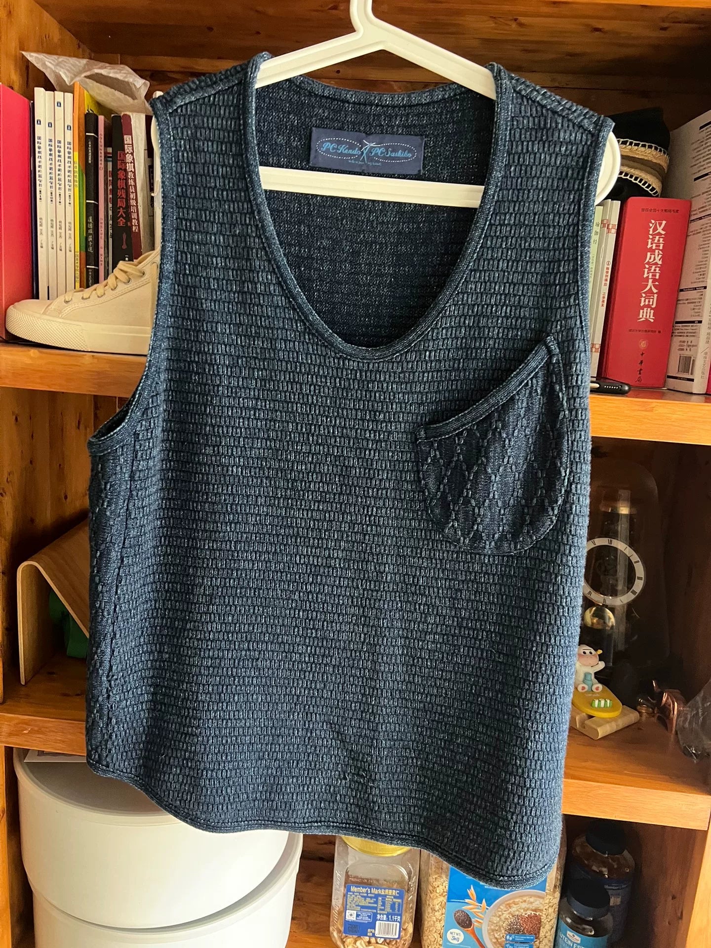 blue sleeveless vest by porter classic