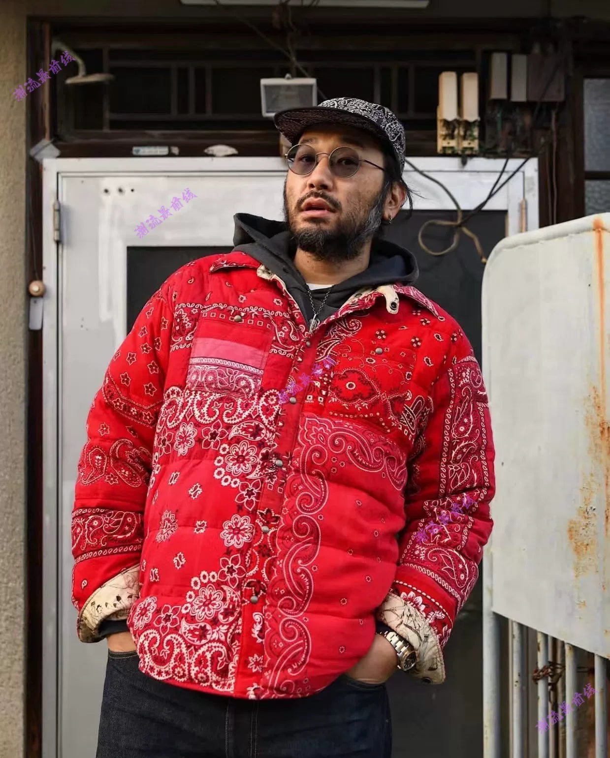 visvim pink bandana down jacket