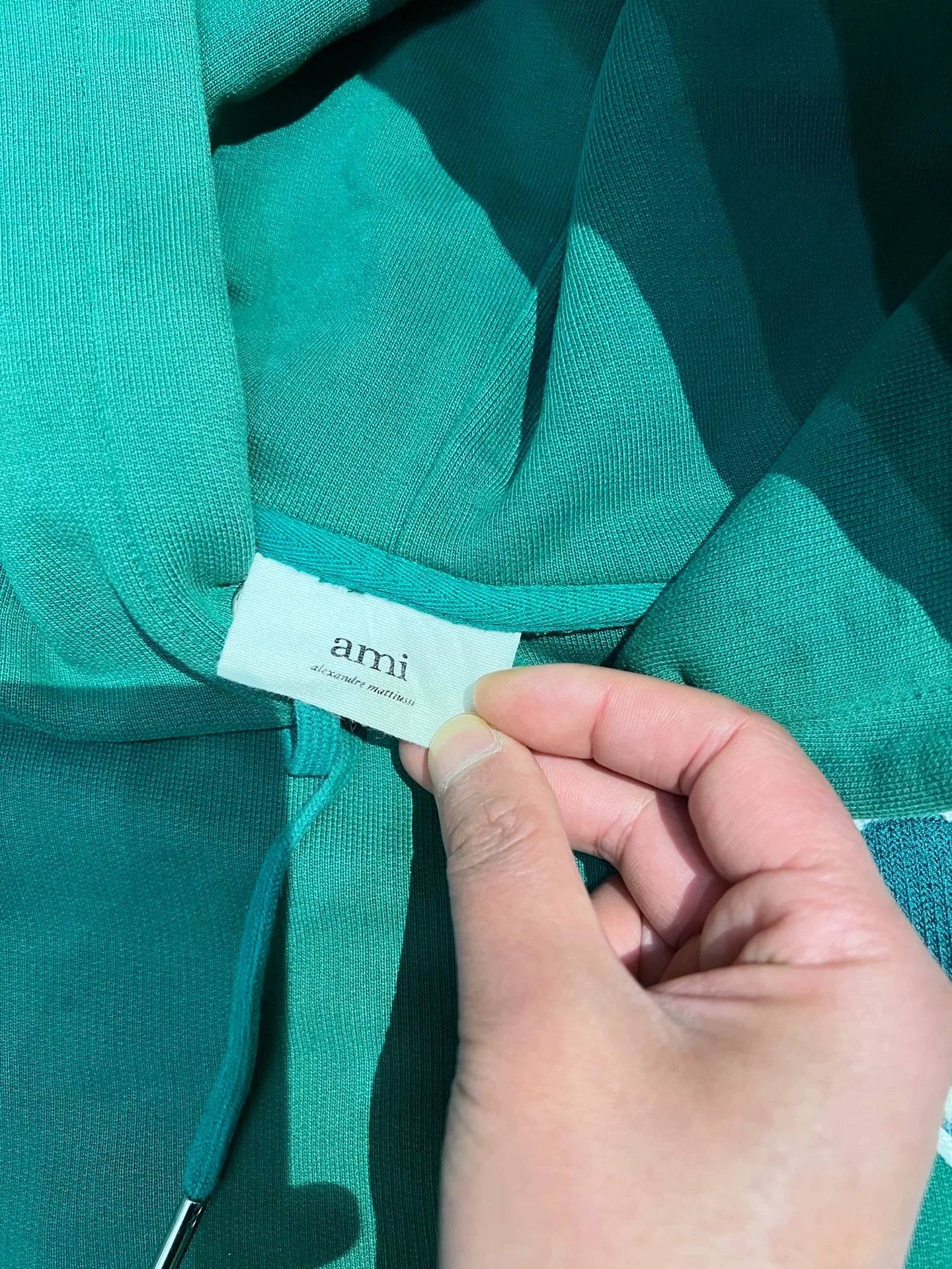 ami paris green heart embroidered hoodie