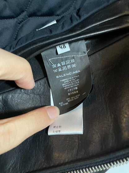 balenciaga hooded leather jacket size 48