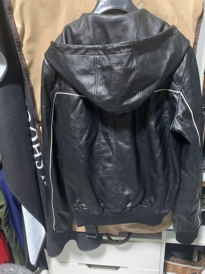 saint laurent black leather jacket size 48