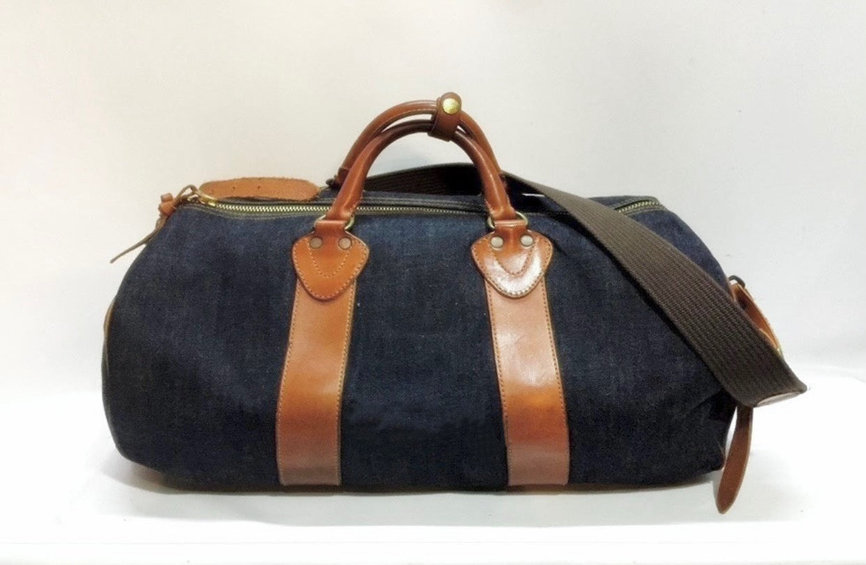 RRL Winston Denim Leather Duffle Bag