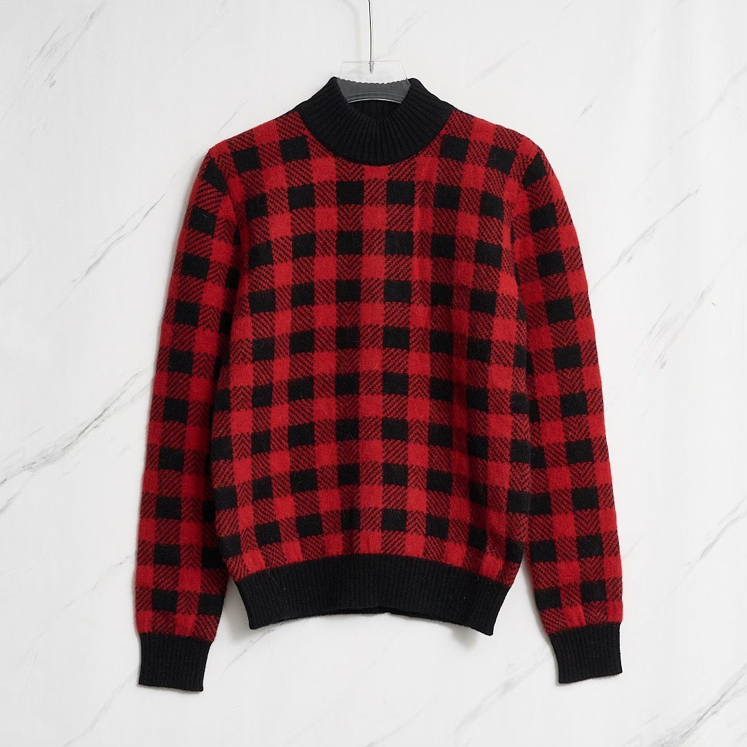 Saint Laurent Men's Checkered Knit Sweater