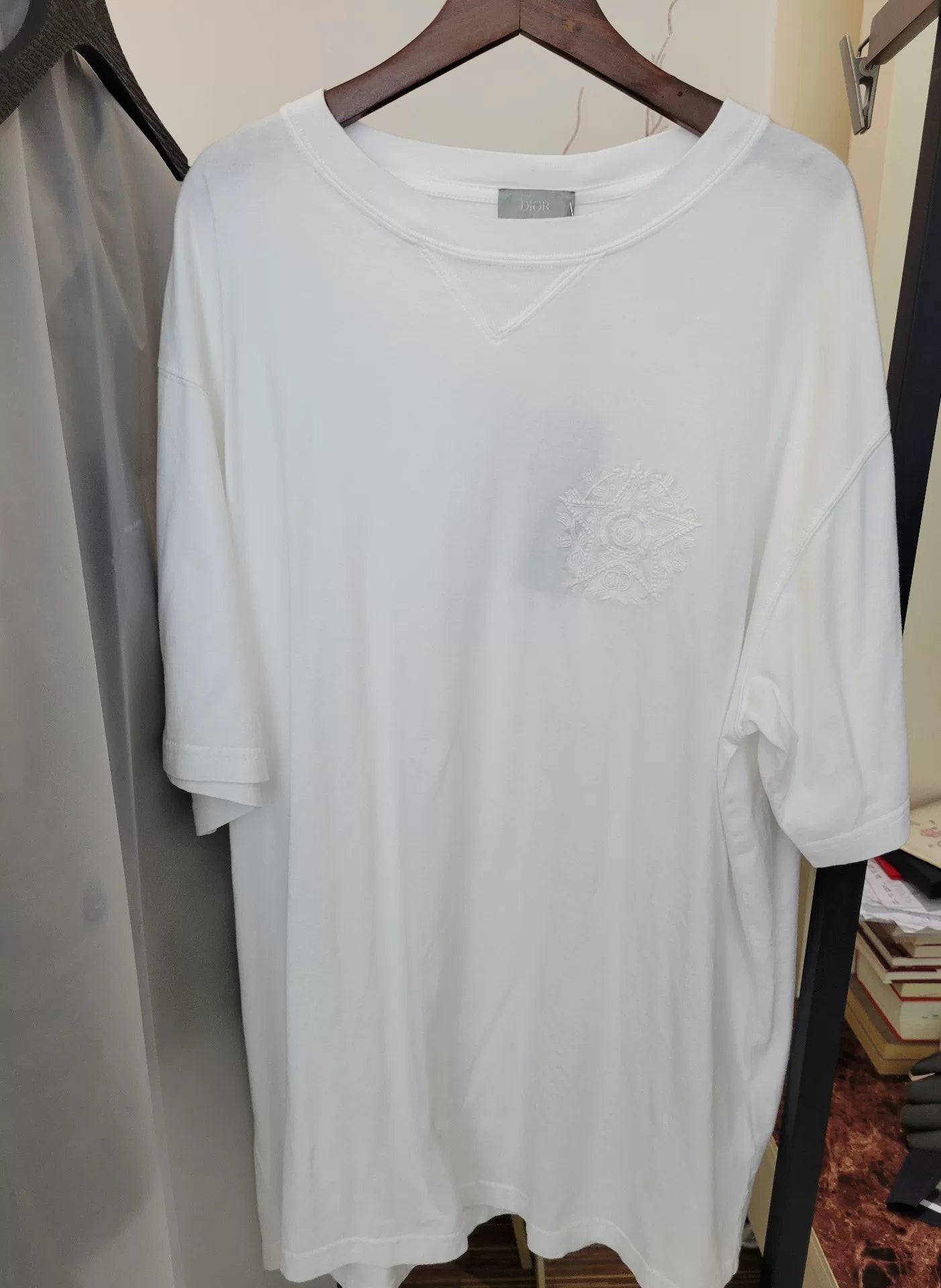 White Embroidered Logo T-Shirt by Dior