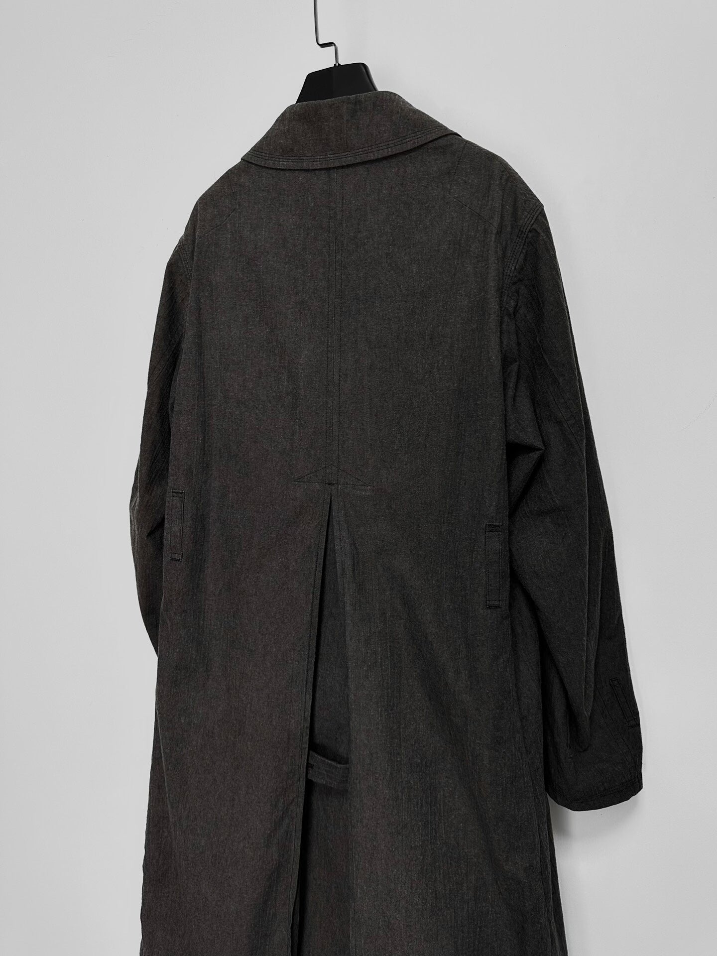 black cotton double-breasted coat