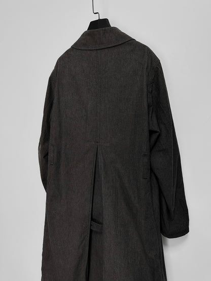black cotton double-breasted coat